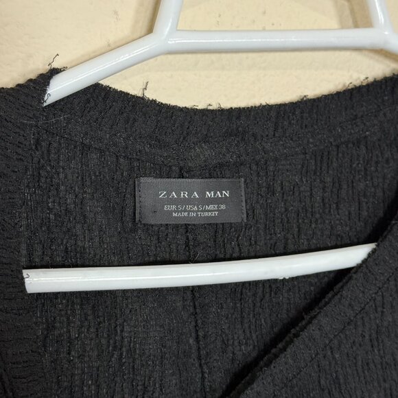 Zara Man t-shirt Black Textured sheer Cotton T-Shirt S - Picture 5 of 6